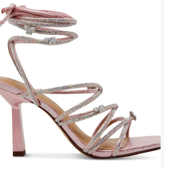 Shimmery Strappy Heels Pink Size 9 - Picture 2 of 5